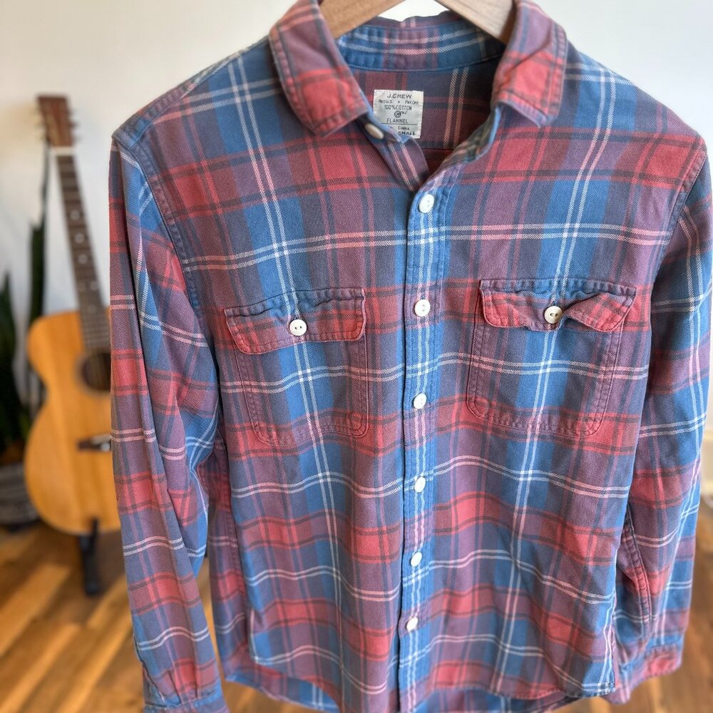 J. Crew - spring flannel - red/blue plaid - size S
